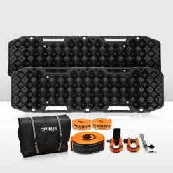 Bunker Indust Recovery Tracks 10T Black Board + 7PC Recovery Kit 4WD