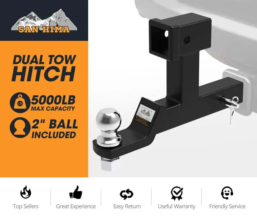 San Hima Dual Hitch Ball Mount Tow Bar Trailer 4WD Car Bike Rack Boat 4 San Hima Dual Hitch Ball Mount Tow Bar Trailer 4WD Car Bike Rack Boat - Image 2