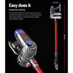Devanti Cordless Handheld Vacuum Cleaner Stick Handstick Bagless Car 2-Speed LED Headlight (Red) -Carbon Offroad Sales 47bcxblVxD4mgdDlcBddKLGp4
