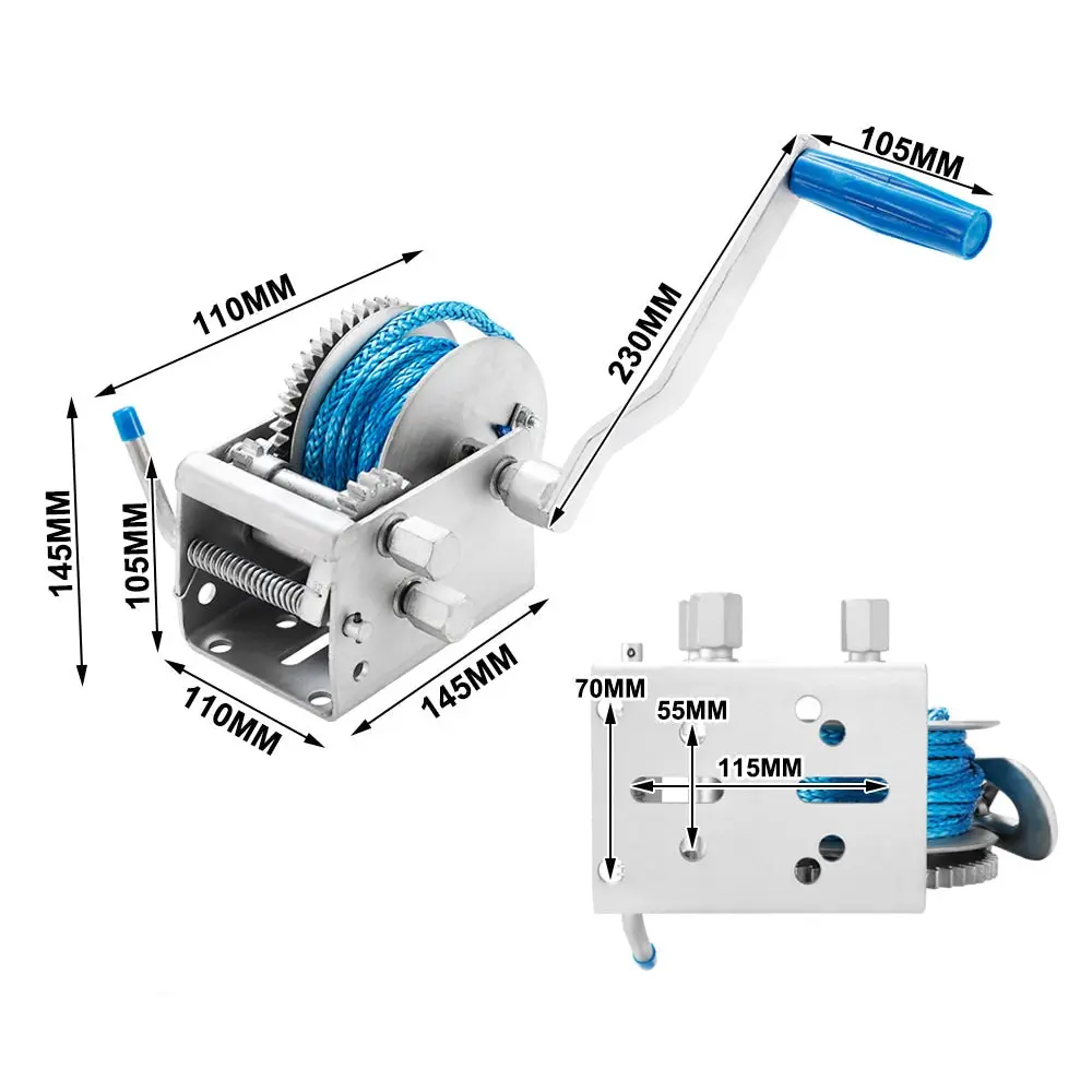Fieryred Hand Winch 2000Kg/4410Lbs 3 Speed Dyneema Rope Manual Car 11 Fieryred Hand Winch 2000Kg/4410Lbs 3 Speed Dyneema Rope Manual Car - Image 9