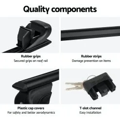 Giantz Universal Adjustable Black Car Roof Rack Aluminium Cross Bars 135cm Upgraded Holder 90kgs Load Carrier -Carbon Offroad Sales 5HaNbWrSsd7CGyvKcNaKbBO7g