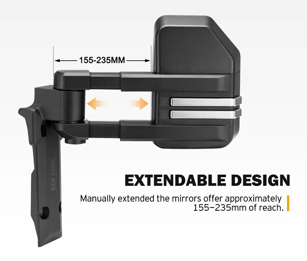 San Hima Extendable Towing Mirrors For Toyota LandCruiser 70 75 76 78 79 Series Black 7 San Hima Extendable Towing Mirrors For Toyota LandCruiser 70 75 76 78 79 Series Black - Image 5