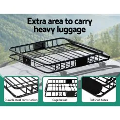 Giantz Universal Car Roof Rack Basket Luggage Carrier 111cm -Carbon Offroad Sales 7Hahx31ixS55wqUG8uFAfh2E0