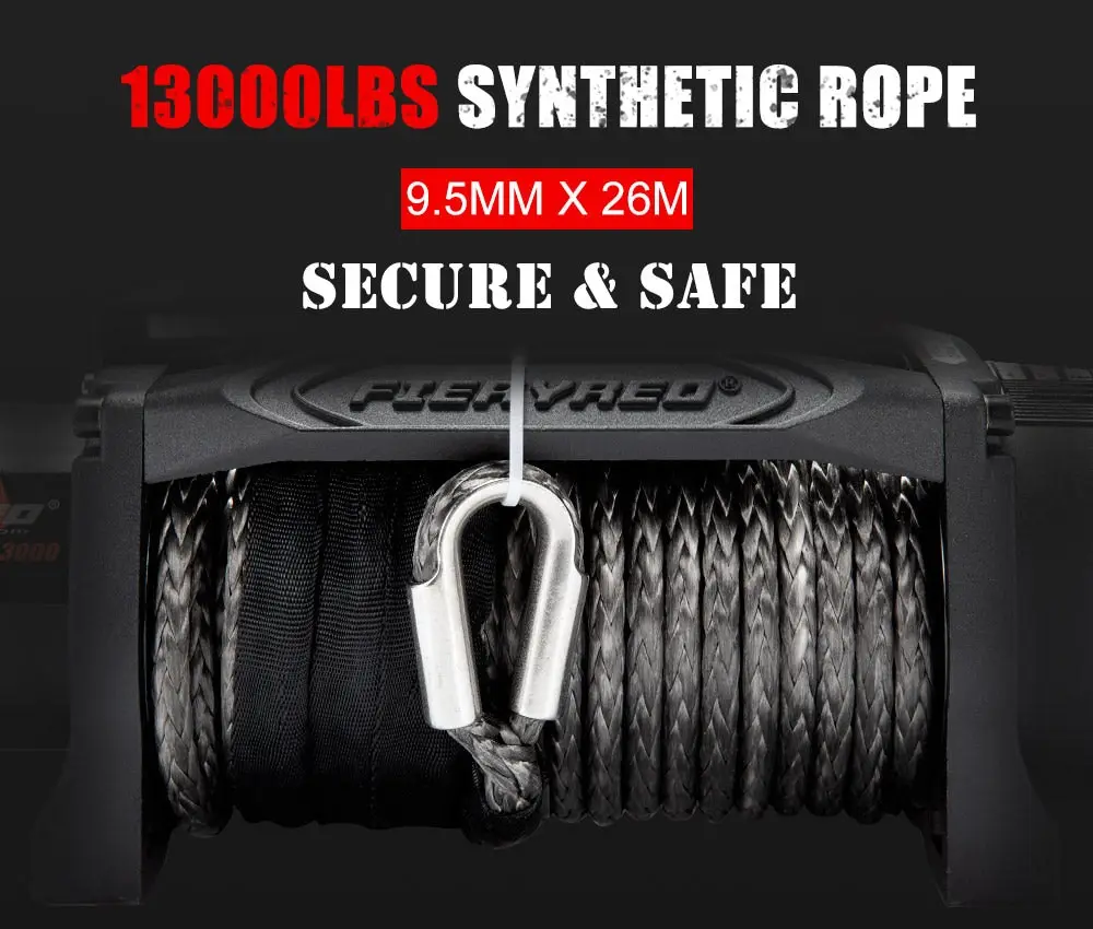 FIERYRED 12V 13000LBS Electric Winch Synthetic Rope 10 FIERYRED 12V 13000LBS Electric Winch Synthetic Rope - Image 8