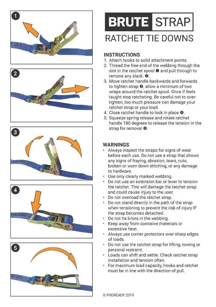 Pro Ready PROREADY Ratchet Tie Down Strap 5m X 25mm 8 Pro Ready PROREADY Ratchet Tie Down Strap 5m X 25mm - Image 6