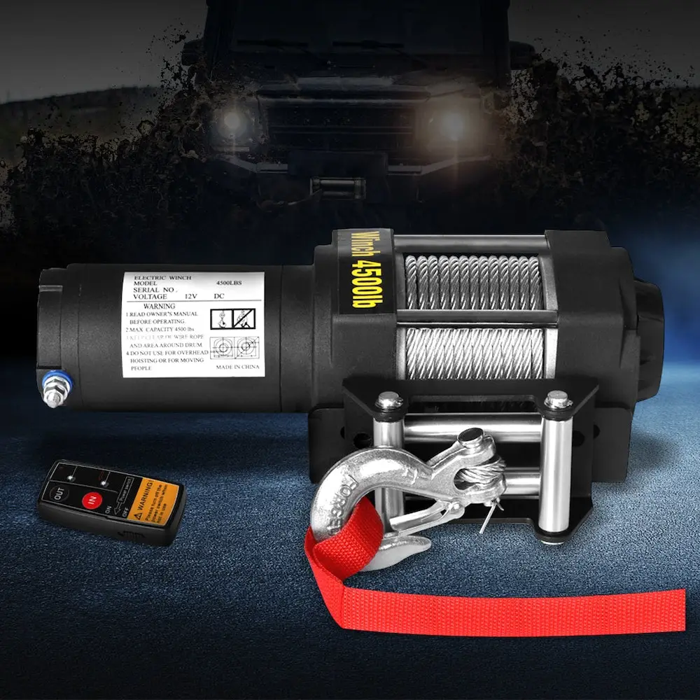 Manan Electric Winch 4500LBS 12V Car ATV 4WD Boat Recovery Remote Steel Cable 9 Manan Electric Winch 4500LBS 12V Car ATV 4WD Boat Recovery Remote Steel Cable - Image 7