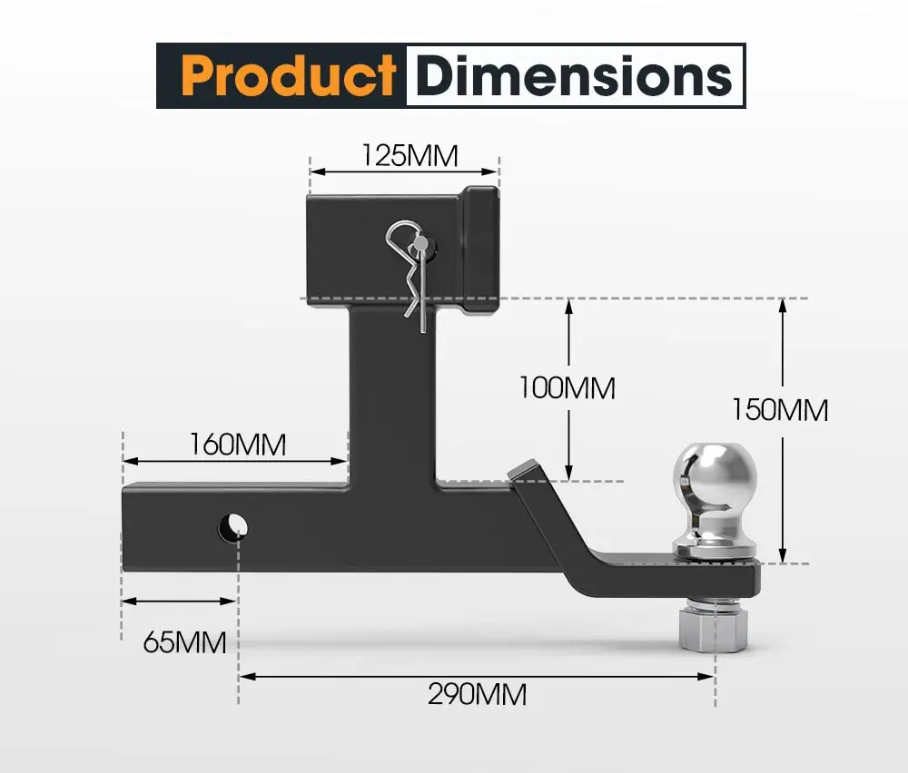 San Hima Dual Hitch Ball Mount Tow Bar Trailer 4WD Car Bike Rack Boat 12 San Hima Dual Hitch Ball Mount Tow Bar Trailer 4WD Car Bike Rack Boat - Image 10