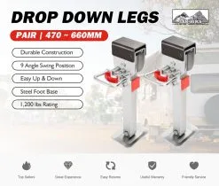 San Hima 2x 470MM Corner Legs Drop Down W/Handle Steel Base 1200LBS -Carbon Offroad Sales EwUBPPiNU3hEnayVEiJqRWhuw 1