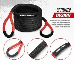 FIERYRED 22mm X 6m Kinetic Rope 18700LBS Recovery Dyneema Tow Bubba Winch 4WD Offroad -Carbon Offroad Sales Fhqe noir22rVJJlxjdg5as6I