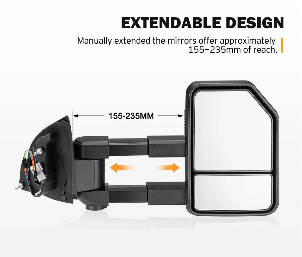 San Hima Pair Towing Mirrors For Ford Ranger Wildtrak MK PX XL XLT XLS 2012-MY2021 8 San Hima Pair Towing Mirrors For Ford Ranger Wildtrak MK PX XL XLT XLS 2012-MY2021 - Image 6