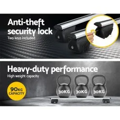 Giantz Universal Car Roof Rack 1390mm Upgraded Holder Cross Bars Aluminium Silver Adjustable 90kgs Load Carrier -Carbon Offroad Sales MuAQXhbteUkJqAln2rZOw8ERE