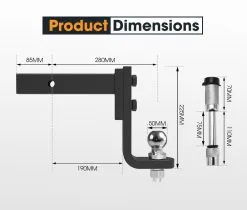 San Hima Adjustable Drop Towbar Tow Bar Ball Mount Tongue 2" Hitch -Carbon Offroad Sales NYSJKH6OksjzME9lWehW9fY0c