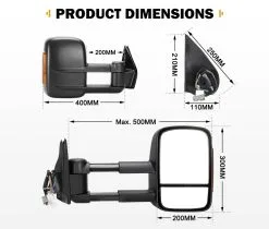 San Hima Pair Extendable Towing Mirrors For Isuzu D-MAX DMax 2007-2011 Black -Carbon Offroad Sales OqTQRNHMHsMGlExd2SY579GCE 1