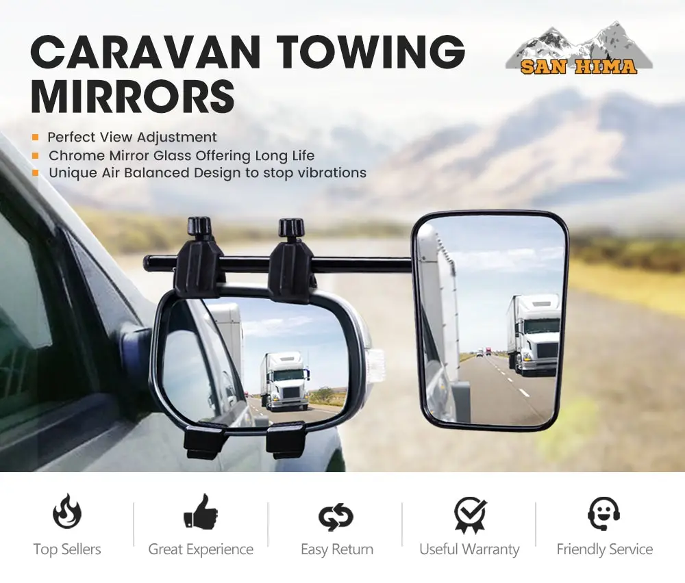 San Hima 2x Universal Fit Towing Mirrors 4 San Hima 2x Universal Fit Towing Mirrors - Image 2