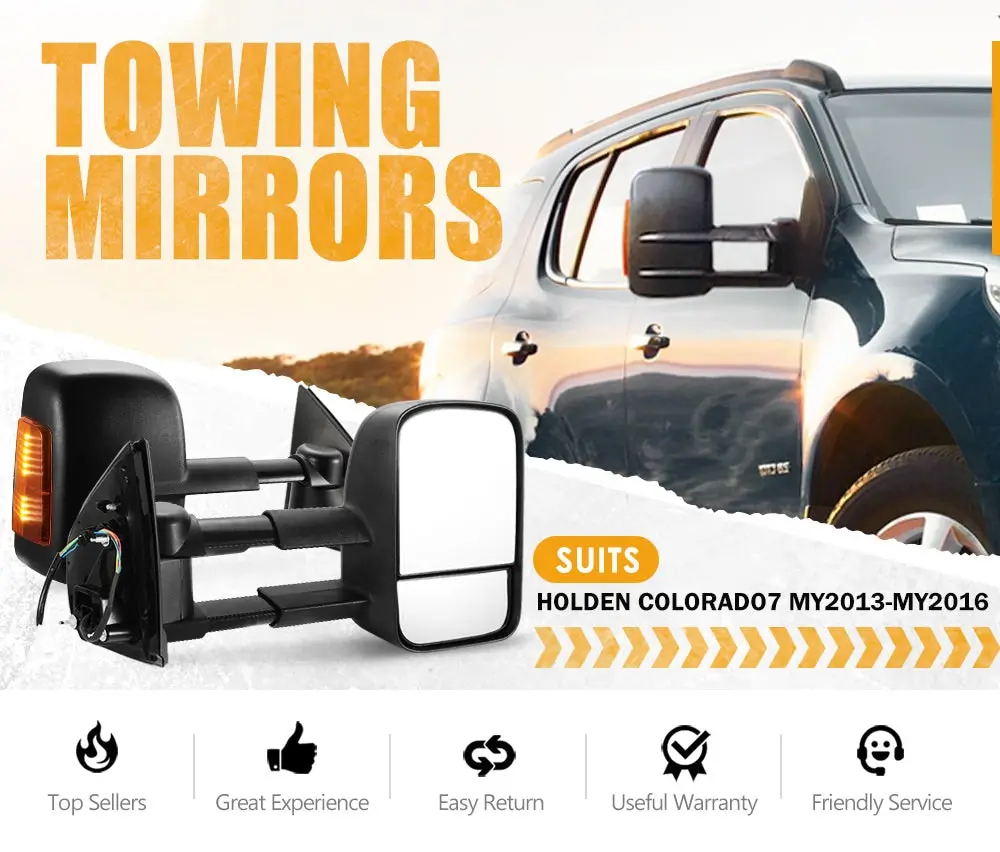 San Hima Pair Extendable Towing Mirrors For Holden Colorado7 MY2013-MY2016 Black Pair 4 San Hima Pair Extendable Towing Mirrors For Holden Colorado7 MY2013-MY2016 Black Pair - Image 2