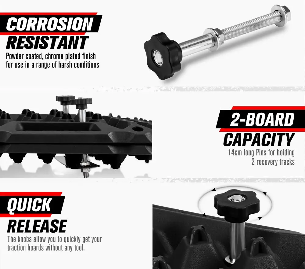 Fieryred Recovery Tracks 15 Tons Black + Mounting Pins Truck Roof Rack 11 Fieryred Recovery Tracks 15 Tons Black + Mounting Pins Truck Roof Rack - Image 9