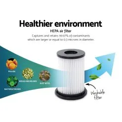 Devanti Handheld Vacuum Cleaner Handstick Stick Cordless Rechargeable Car Vacuum Cleaners HEPA Filters 150W -Carbon Offroad Sales bHVD4NesVt265R6P9N9xsNm1g