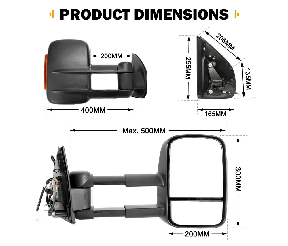 San Hima Pair Extendable Towing Mirrors For Holden Colorado7 MY2013-MY2016 Black Pair 12 San Hima Pair Extendable Towing Mirrors For Holden Colorado7 MY2013-MY2016 Black Pair - Image 10