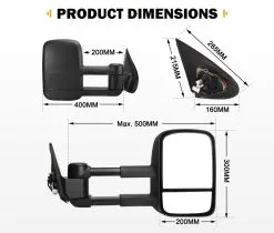 San Hima Pair Extendable Towing Mirrors For Mitsubishi Triton MQ/MR 2015 - ON Black -Carbon Offroad Sales gpAJquk158cryHaSN4MrZNiNA