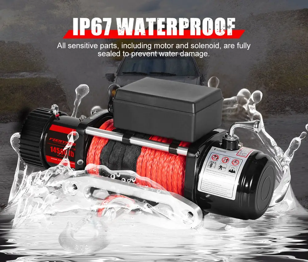 FIERYRED Wireless 14500LBS 12V Electric Winch Synthetic Rope 9 FIERYRED Wireless 14500LBS 12V Electric Winch Synthetic Rope - Image 7