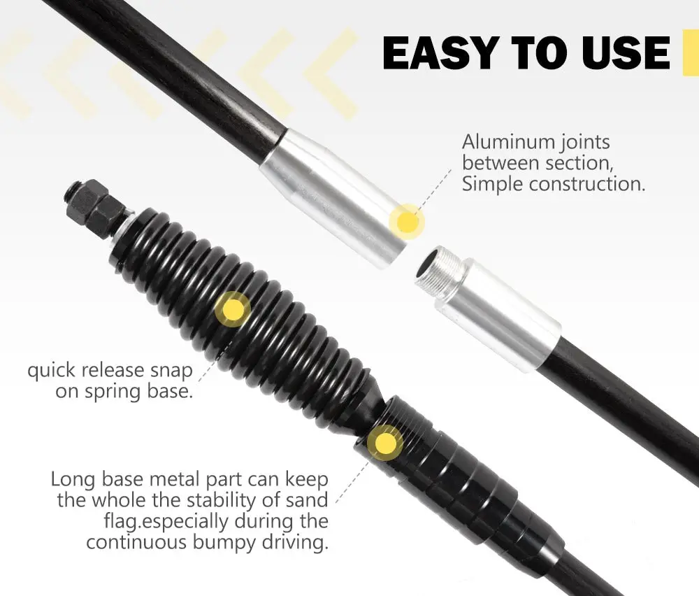 San Hima 3x1M 4WD Recovery Sand Flag Safety Flag Quick Connector 6 San Hima 3x1M 4WD Recovery Sand Flag Safety Flag Quick Connector - Image 4