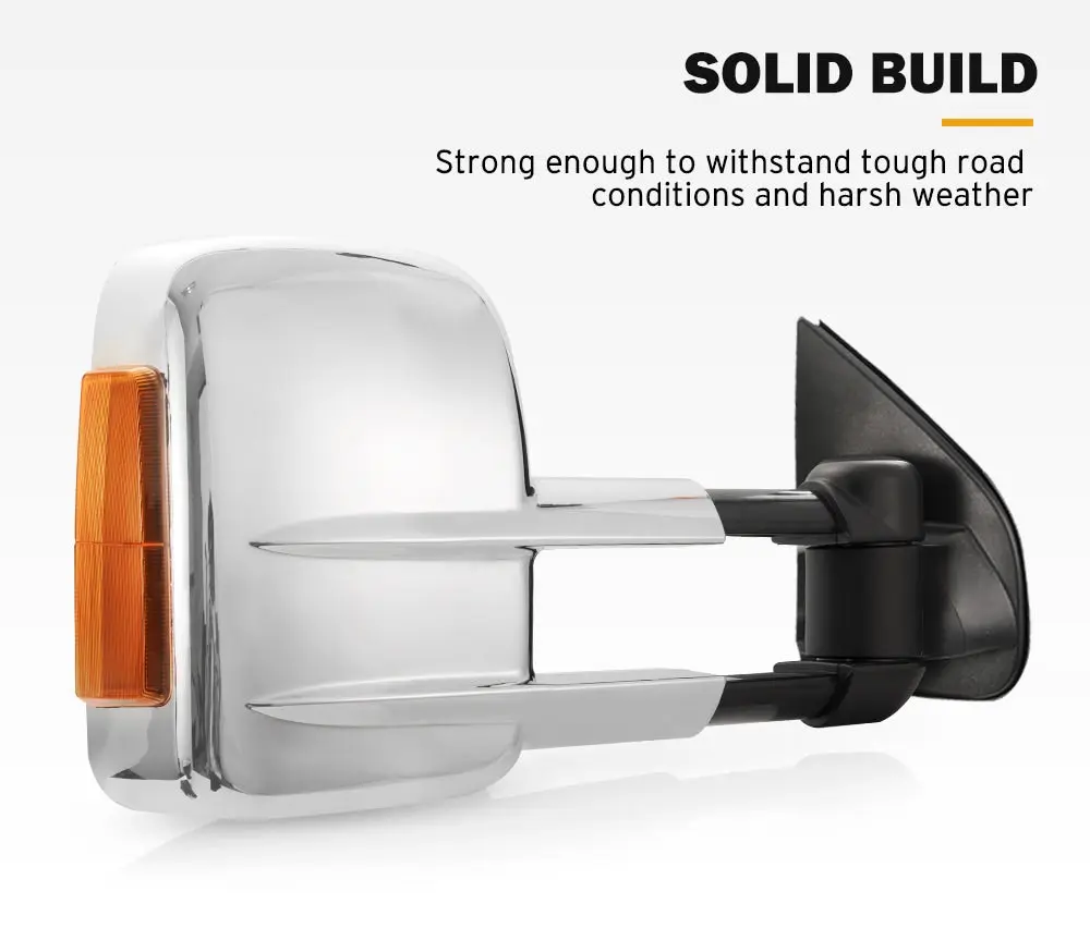 San Hima Pair Chrome Extendable Towing Mirrors For Isuzu MU-X MY2013-MY2019 5 San Hima Pair Chrome Extendable Towing Mirrors For Isuzu MU-X MY2013-MY2019 - Image 3