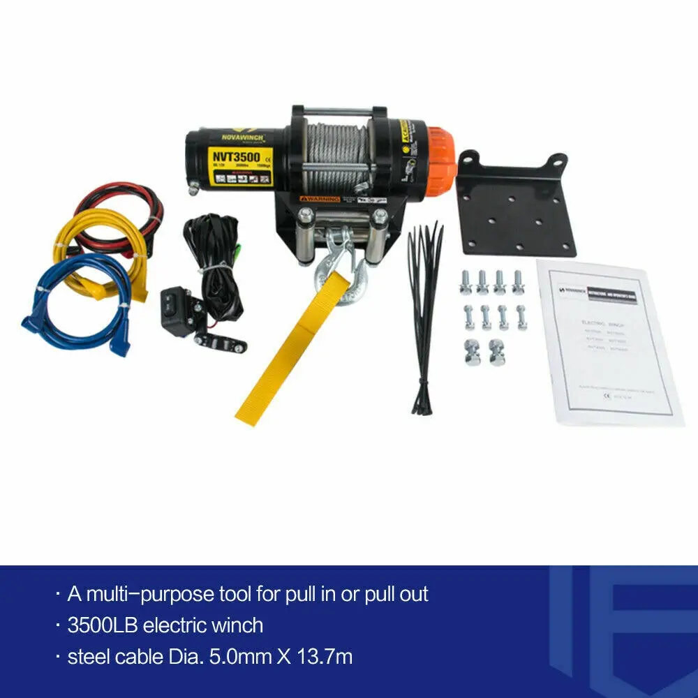 Novawinch T Series Nvt3500 3500lb Electric Winch For Atv And Utv With Steel Cable, Dc 12v 10 Novawinch T Series Nvt3500 3500lb Electric Winch For Atv And Utv With Steel Cable, Dc 12v - Image 8