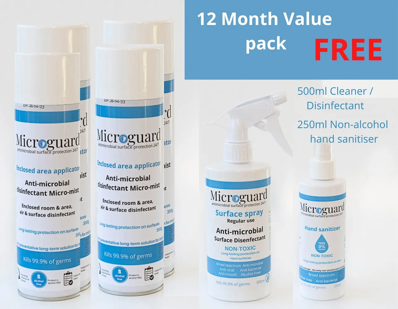 Microguard 12month Pack Caravan & Rv Antimicrobial Disinfectant Mist Applicator, PLUS FREE 60ml Non-alcoholic Hand Sanitiser And Shipping. 3 Microguard 12month Pack Caravan & Rv Antimicrobial Disinfectant Mist Applicator, PLUS FREE 60ml Non-alcoholic Hand Sanitiser And Shipping.