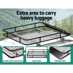 Giantz Universal Car Roof Rack Basket Luggage Carrier 123cm -Carbon Offroad Sales r04vDnodKnoPirrDgA1Hy DDY