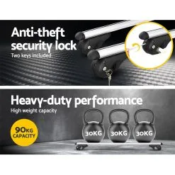 Giantz Universal Car Roof Rack 1200mm Cross Bars Aluminium Silver Adjustable Car 90kgs Load Carrier -Carbon Offroad Sales t20sKaXQ2mo4YHdpT mAh6iQ