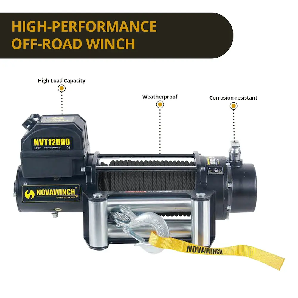 Novawinch 12000LBS 12V Electric Winch Synthetic Rope Off Road 4x4 7 Novawinch 12000LBS 12V Electric Winch Synthetic Rope Off Road 4x4 - Image 5