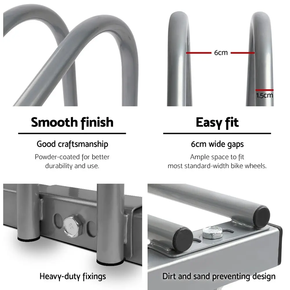 Giantz 1 C 6 Bike Floor Parking Rack Instant Storage Stand Bicycle Cycling Portable Racks Silver 7 Giantz 1 C 6 Bike Floor Parking Rack Instant Storage Stand Bicycle Cycling Portable Racks Silver - Image 5