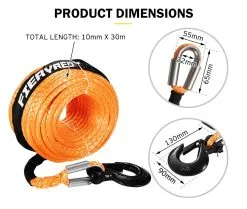 FIERYRED Winch Rope 10Mm X 30M Synthetic Rope -Carbon Offroad Sales x7AHedEWg7rido5ip9LdBhgv0