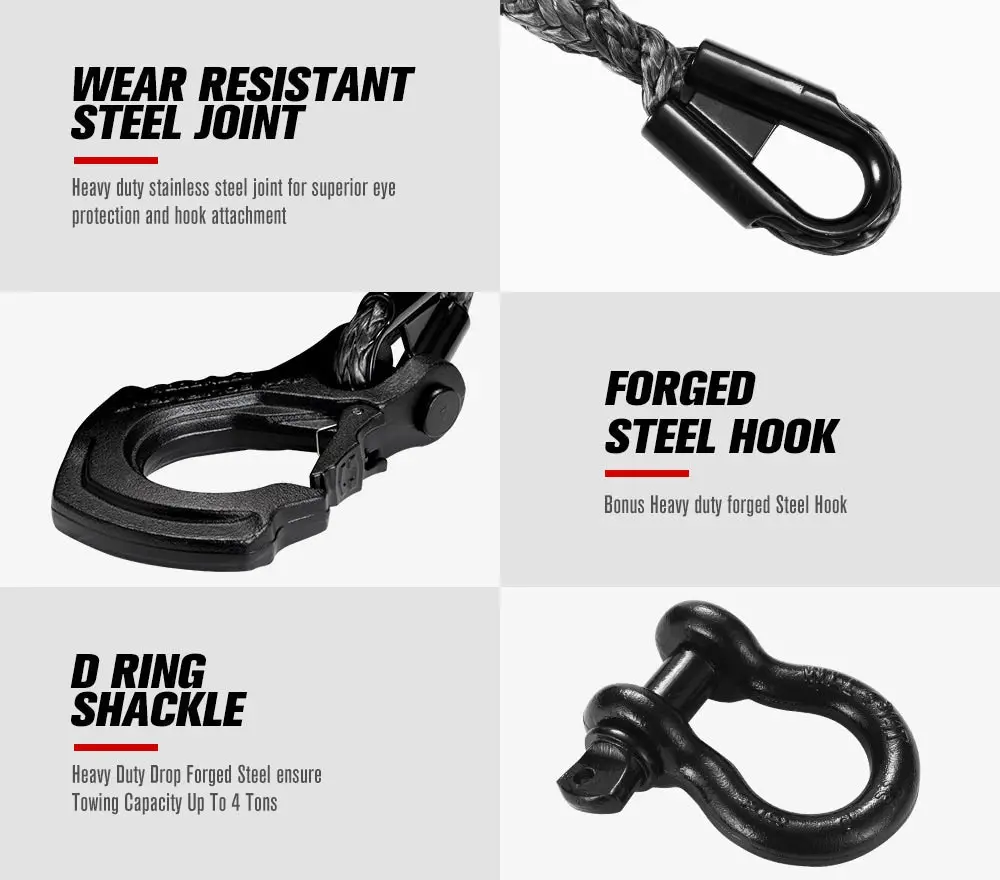 FIERYRED 10MM X 30M Synthetic Winch Rope 9 FIERYRED 10MM X 30M Synthetic Winch Rope - Image 7